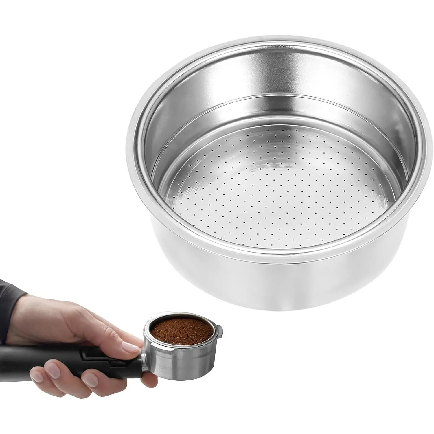 Stainless Steel Coffee Filter, 51mm Pressurized Espresso Filter Basket for Portafilter Machines Espresso Machine  Compatible with Coffee Machines with A 51mm Portafilter(2 Cups Capacity)