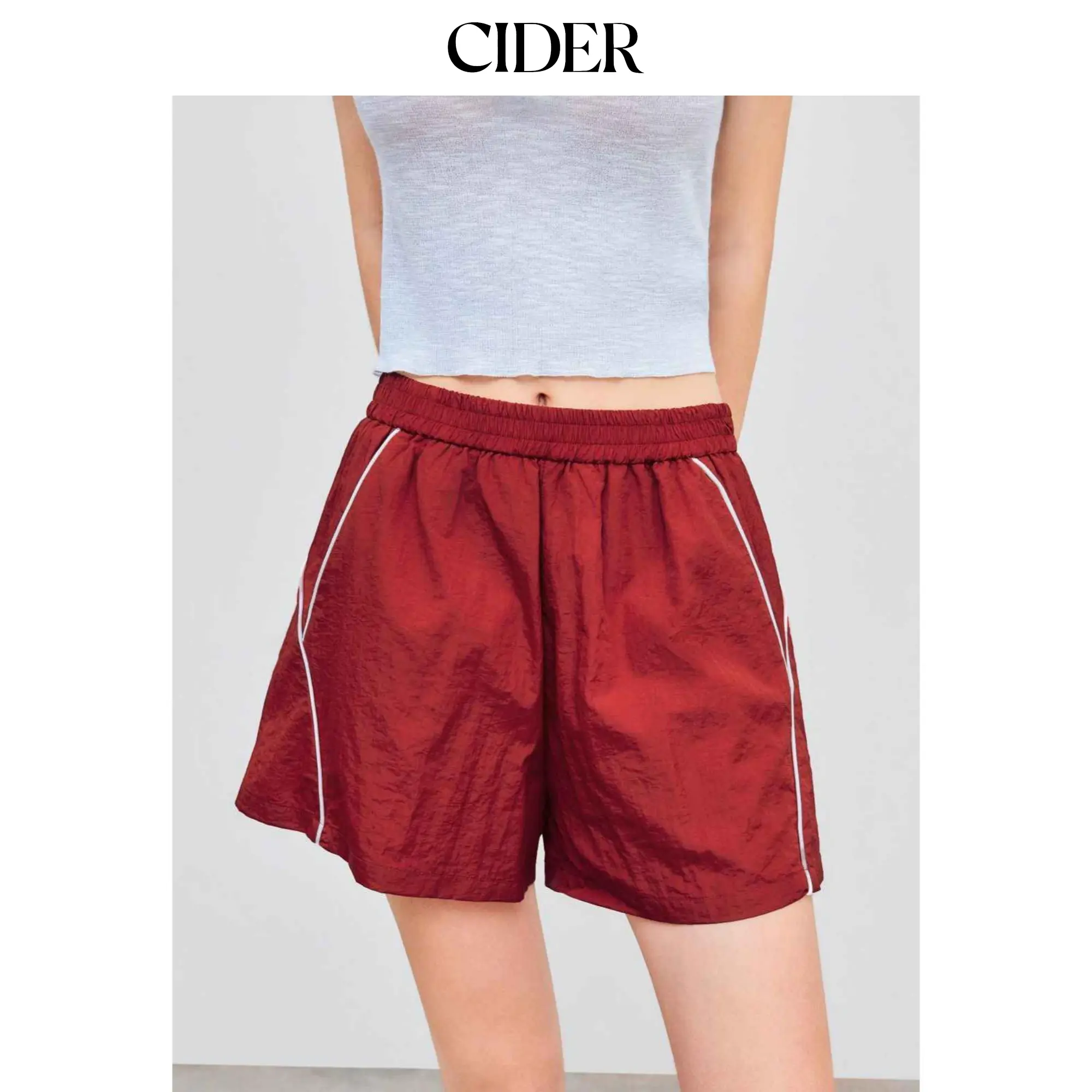 Cider [size 2-10] Woven High Rise Solid Contrasting Binding Shorts
