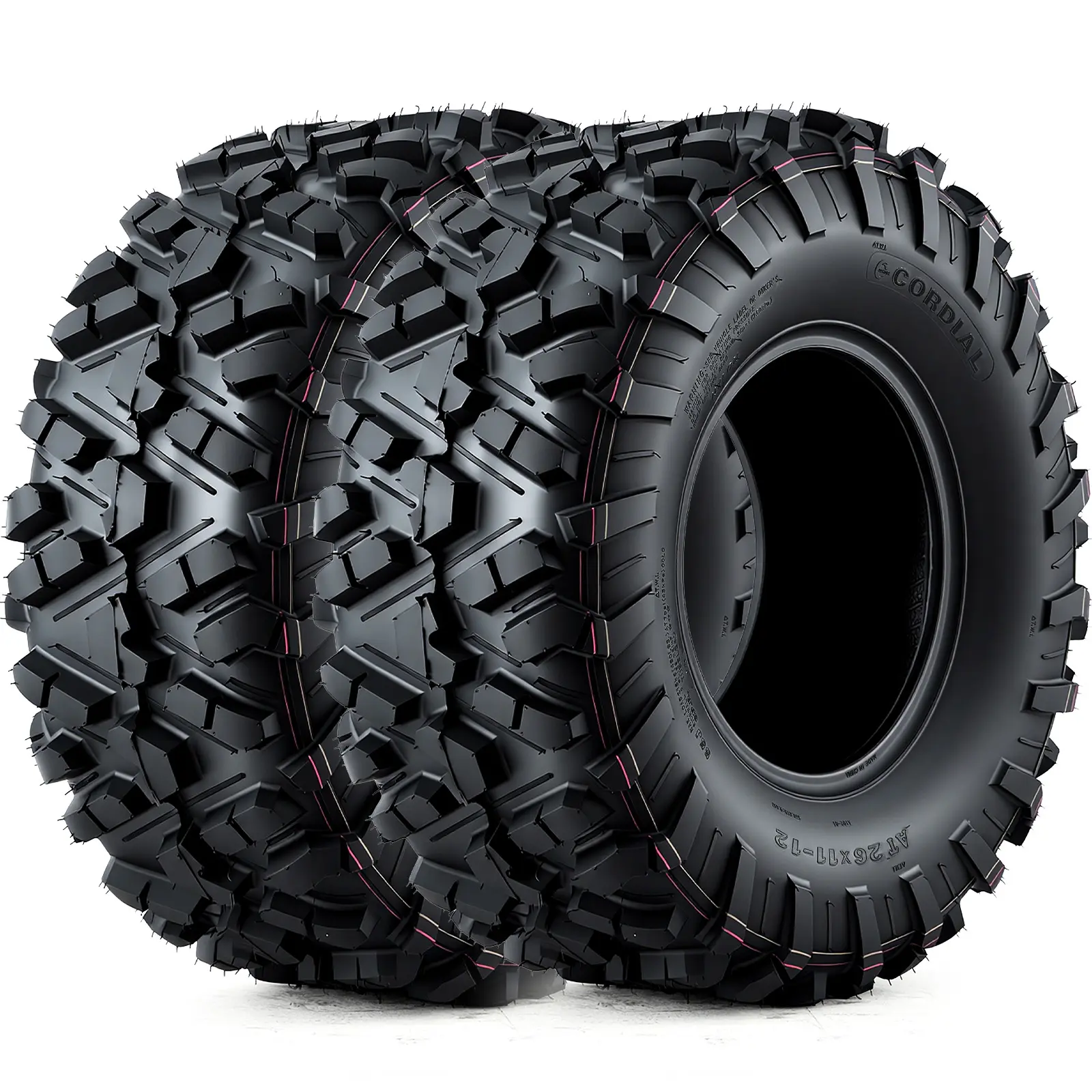 Garvee New Upgraded 2pcs 26X11-12 6PR 26x11x12 ATV UTV Tires, 26 11 12 All-Terrain Tires, A102, 26x11-12 UTV ATV Tire for Off-Road, Mud, Dirt, Sand, Street Trail, 6PR Tubeless, 2 Pack Lawn Mower Tire Off-Road Use Only