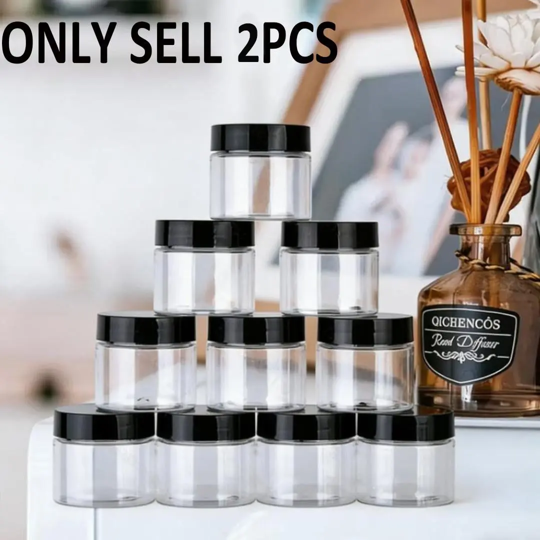 Transparent acrylic container with black cap – 20 ml reusable screw-top bottle, durable and lightweight for cosmetics, nail polish, glitter powder, and powder containers. Suitable for travel, salons, home use, business – stackable cosmetic containers.