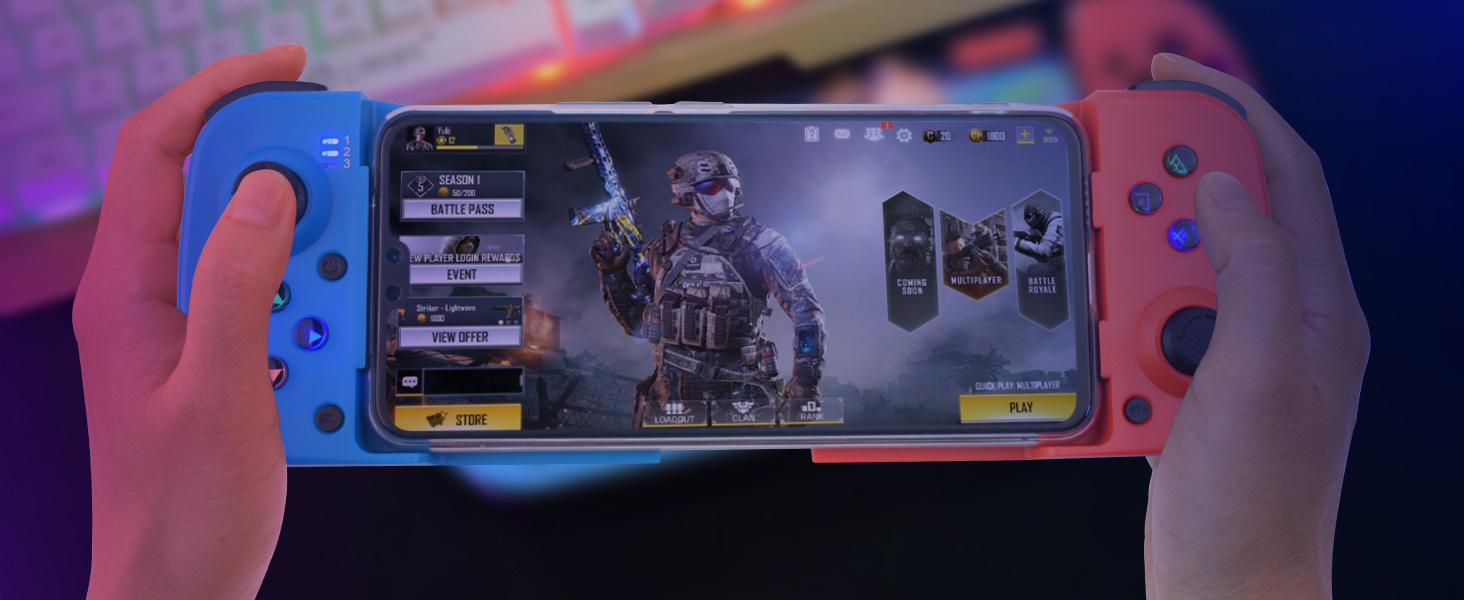 Bluetooth Controller for iPhone, Android, Direct Play, Low Latency, Phone Controller Gamepad Joystick for Galaxy S23 S22 S21 20 Ultra, iPhone 14 13 12 11 Pro Max, COD Mobile, Genshin Impact