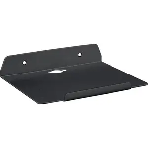 8''W x 6.3''D Small Floating Metal Wall Shelf,Deep Floating Shelves for Speakers,Cameras,Routers,Heavy Duty Metal Floating Wall Shelf with Ledge for Bedroom,Bathroom,Living Room,Black