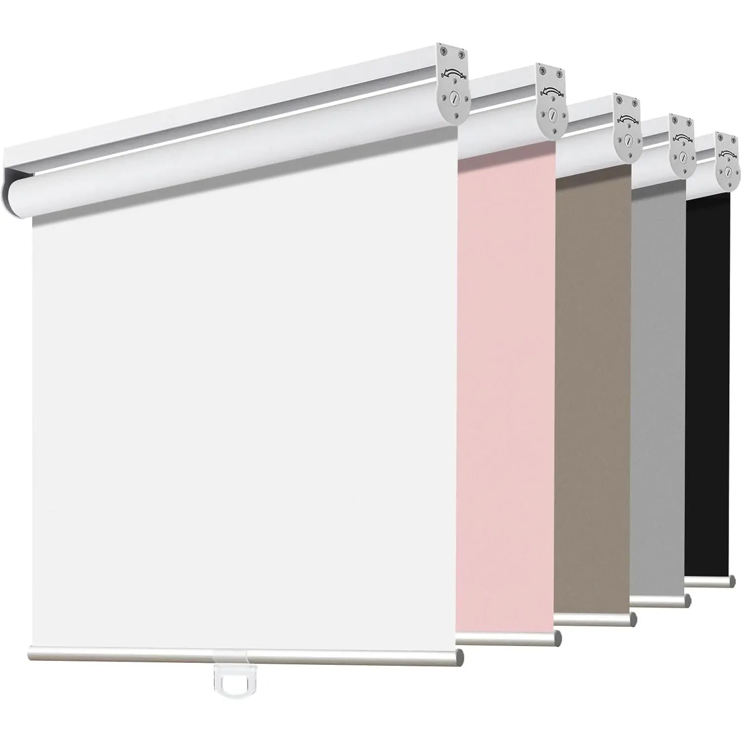 Roller Shades Blackout Blinds for Windows Room Darkening Rolled Up Shades with System, UV Protection Window Shades Door Blinds for Home and Office (34 "W x 75" H, White)