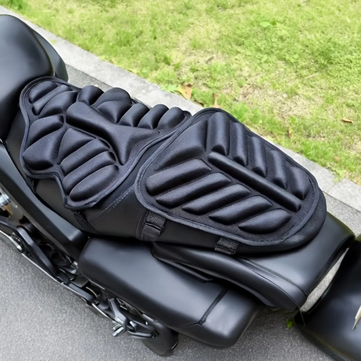 2PCS Motorcycle Seat Cushion Set, Front and Rear Lycra Seat Pads with Breathable Non Slip Design, Shock Absorbing Comfort Cushions for Motorcycles and Scooters,  Protective Seat Covers for Daily Riding and Long Distance Travel