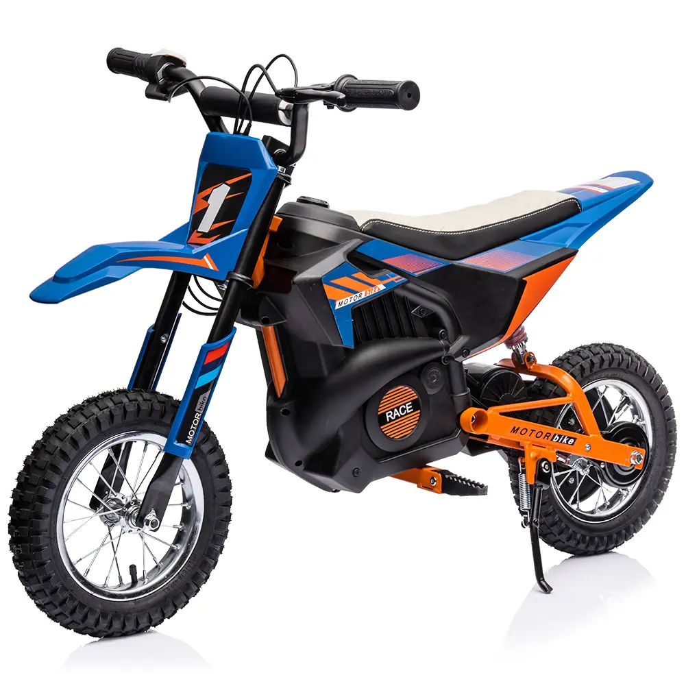 Garvee 24V Kids Electric Off-Road Motorcycle, Ride on 250W Motor 13.6MPH Fast Speed Dirt Bike, Leather Seat, Twist Grip Throttle, Metal Suspension, Air-Filled Tires for Kids Teens Riding Toy