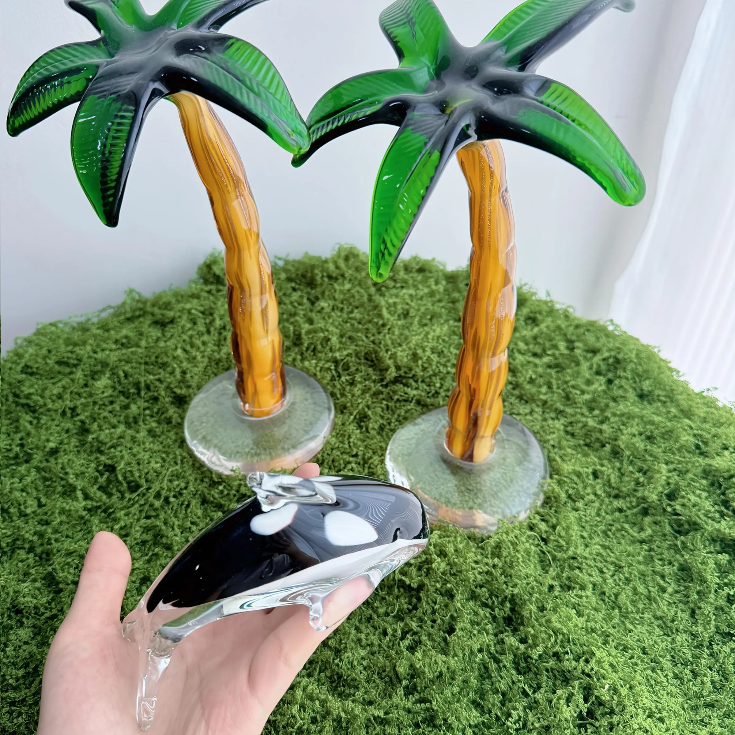 Handmade Blown Glass Sculpture, Orca Whale Glass Art, Luxury Style Home Decor, Unique Art Gift, Small Scale Ornament