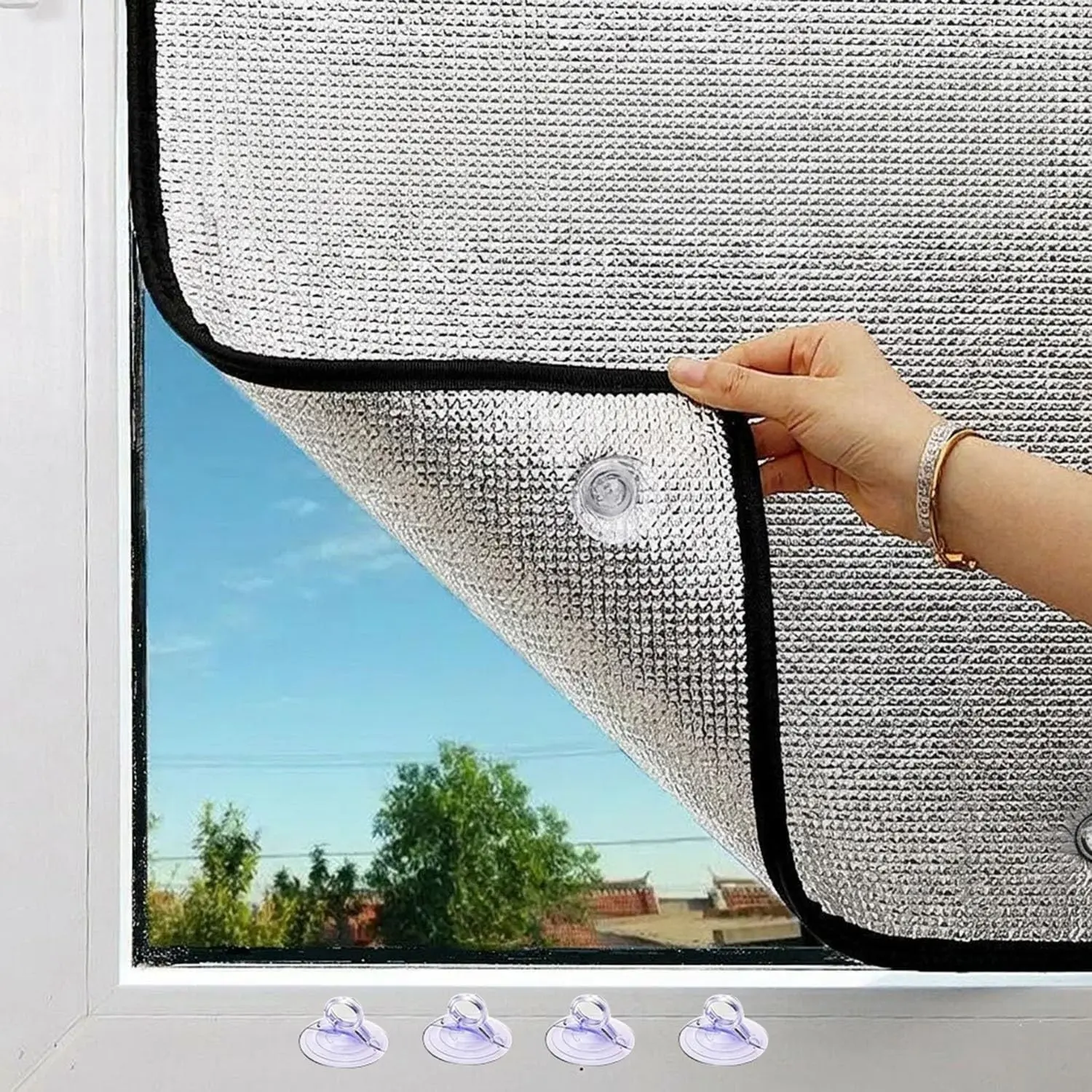 Double-Sided Aluminum Foil Insulating Window Film, UV Protection Sunshade, Window Shade Cover, Privacy Glass Sticker, 20x36 Inches