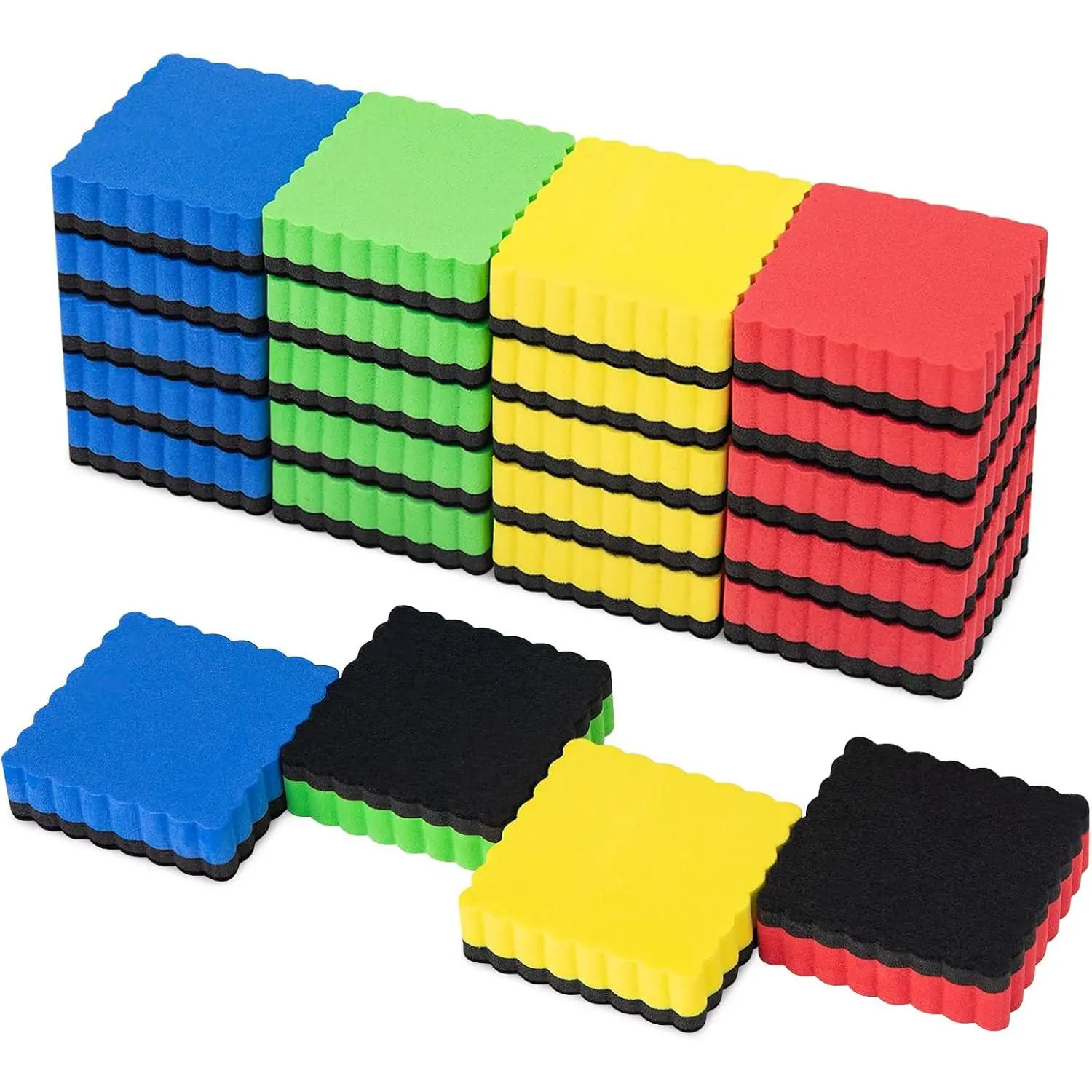24 count  Mini Dry Erase Erasers for Dry Erase Board, 4 Color | Dry Marker Eraser, White Board Dry Erase Eraser for Teacher, , Office, Classroom, School Supplies