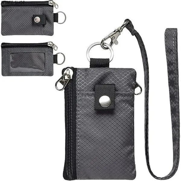 New Minimalist Synthetic RFID Shielded Anti-Theft Mini Card Holder - Compact Shape, Ultra-Thin Neck-Hanging Small Wallet with Keychain for Daily Commute