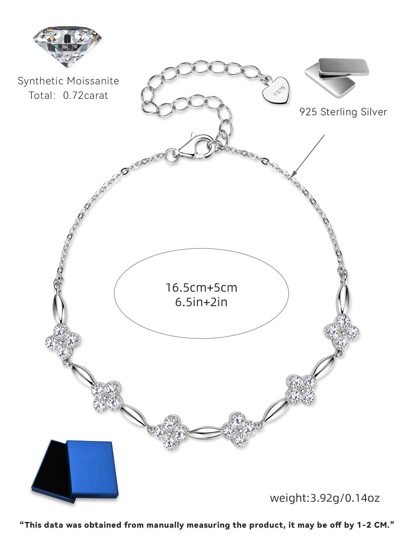 S925 Sterling Silver Flower Design Lobster Closure Bracelet, High Quality Bracelet, Fashionable Synthetic Moissanite Decorated Bracelet for Women & Girls, Trendy All-match & Exquisite Jewelry for Birthday Gift