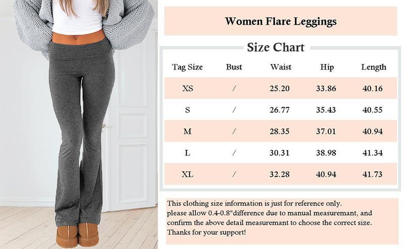 THE WELL KEPT Leggings, Low Rise Bootcut Wide Leg Foldover Yoga Pants Lounge Y2k Bell Bottom Leggings for Women