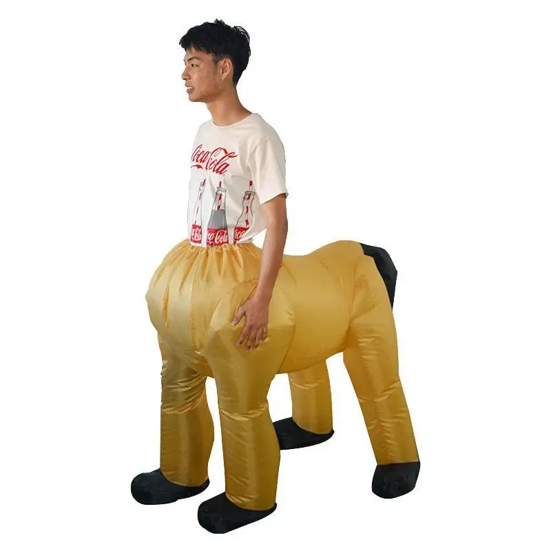 Women's Black Centaur Look Inflatable Costume, Women's Clothes Set for Halloween Party, Half-Body Horse Inflated Garment Props, Cosplay Outfit