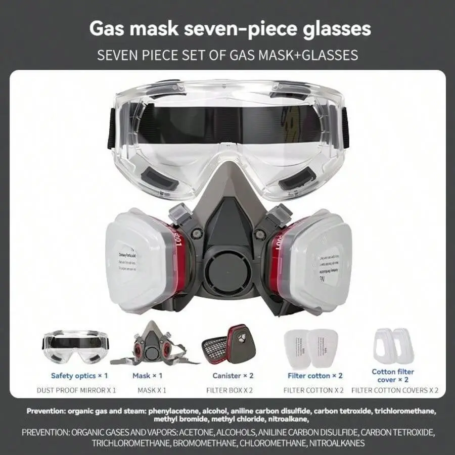 Half Face Dust Smoke Toxic Gas Respirator Mask, Firefighting Paint Industrial Coal Biochemical Protection, Safety Breathing Apparatus, Protective Respirator
