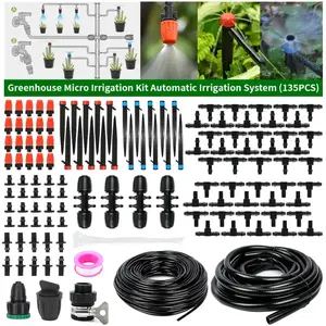 Drip Irrigation System Kit, 226ft Automatic Micro Irrigation Kit Patio Misting Garden Hose Watering Plant Watering System with 1/2 inch 1/4 inch Drip Irrigation Tubing, Adjustable Nozzle Emitters, Spray Nozzle Tips for Garden Greenhouse