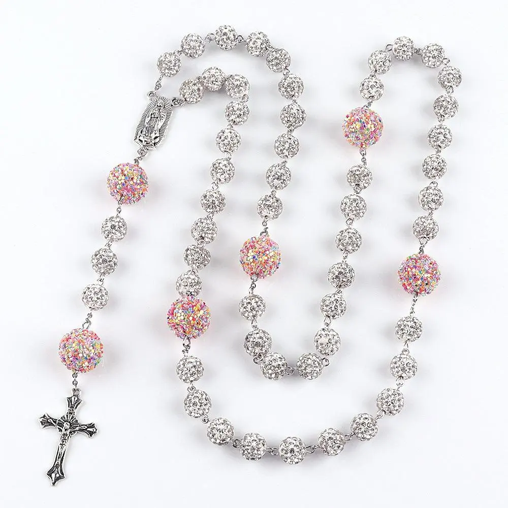 Hot selling European and American women's long necklace Rosary prayer bead necklace six layer high quality soft ceramic drill