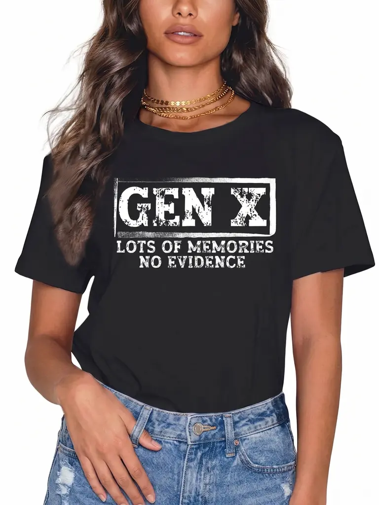 Unisex "Gen X Memories" Funny Graphic T-Shirt, Vintage 100% Cotton Tee, Casual Breathable Short Sleeve Streetwear Top for 80s 90s Nostalgia