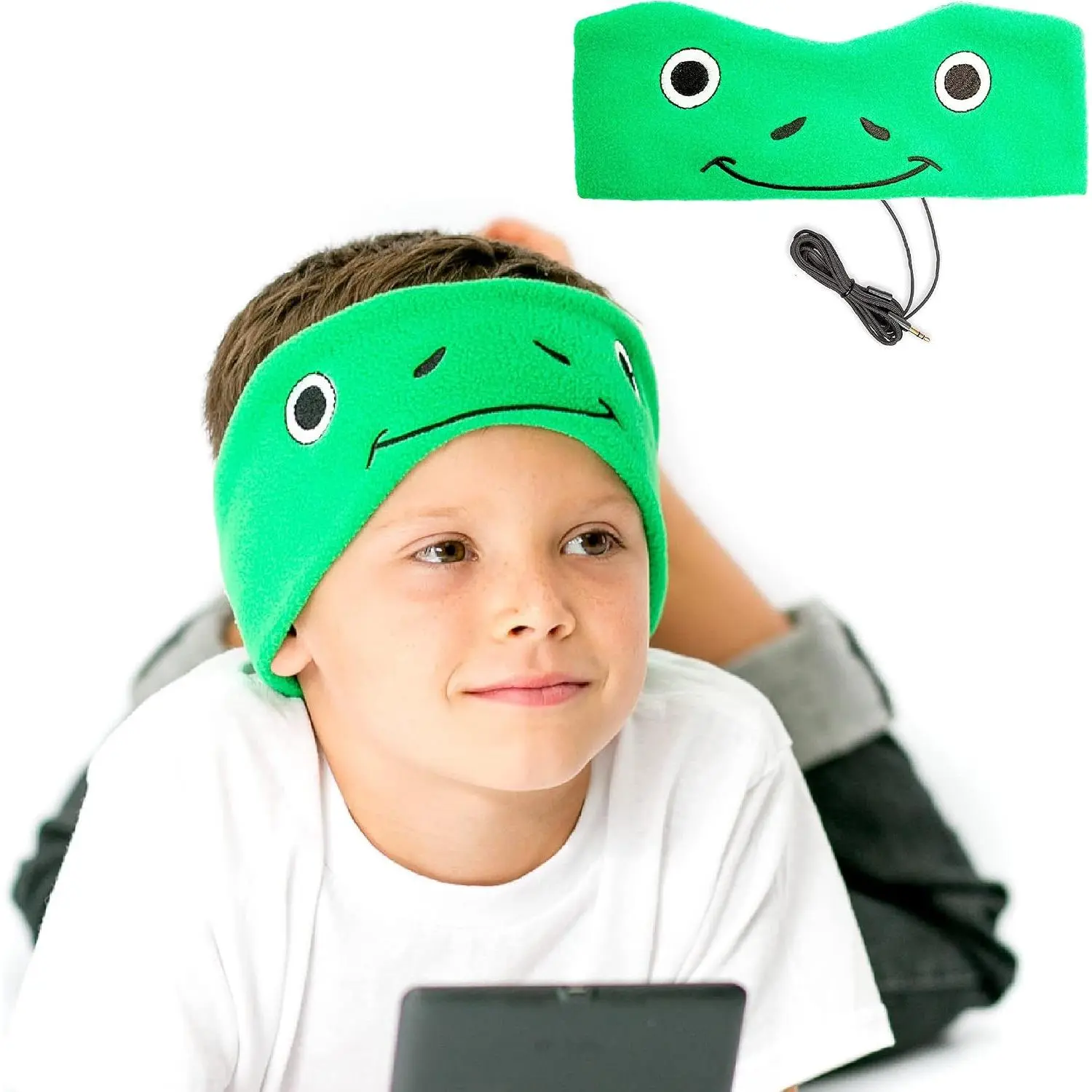 Over The Ear Headband Headphones -  Headphones Volume Limited with Thin Speakers & Super Soft Fleece Headband - Green Frog