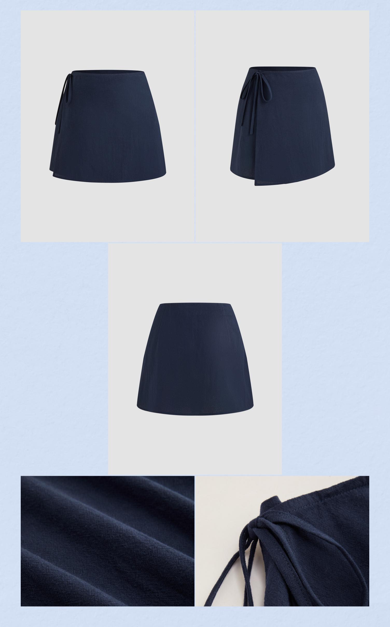 Cider [3 colors, size 2-26] 100% Cotton Mid Rise Solid Knotted Mini Skirt