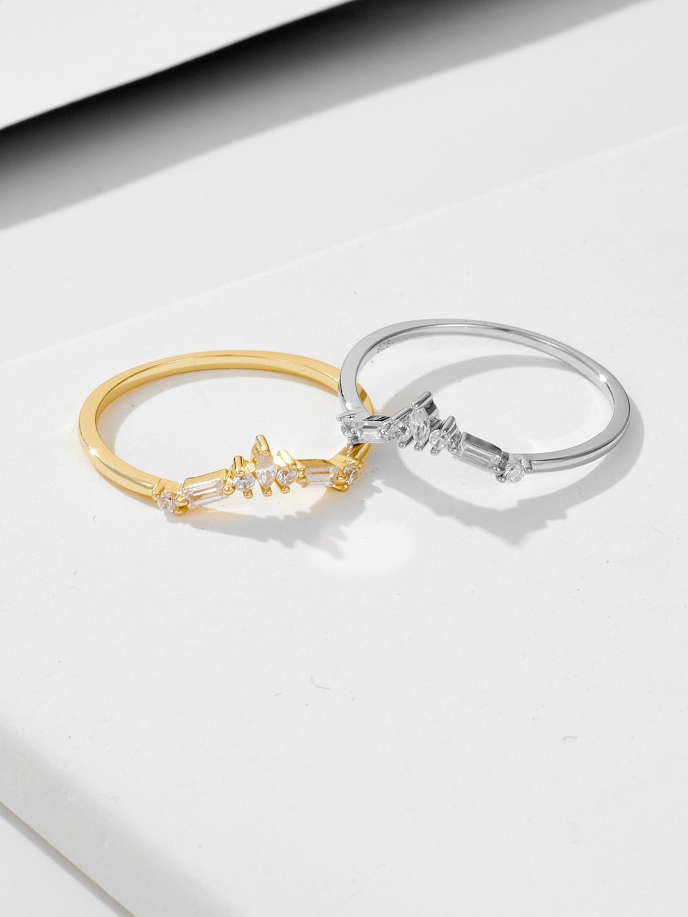 S925 Sterling Silver Crown Design Artificial Zircon Inlaid Ring, Fashion Accessories for Women & Girls, Trendy All-match & Exquisite Jewelry for Birthday Gift