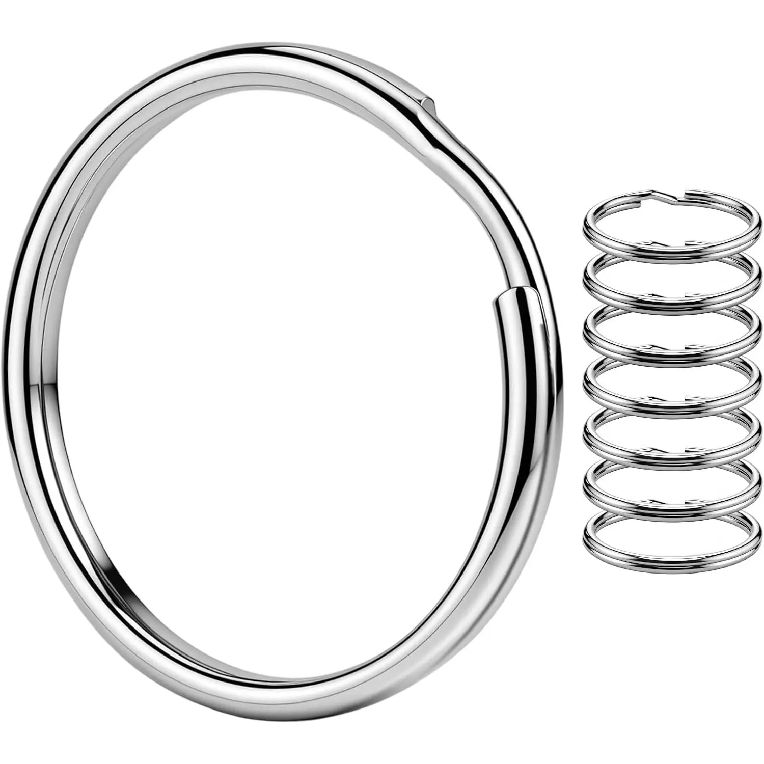 Stainless Steel Split Key Ring, 1 Inch Heavy Duty Metal Key Chain Ring, Durable Flat Keyring for , , Office and DIY Craft, 8 count