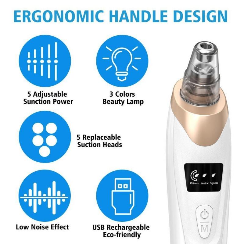 Electric Blackhead Remover, Rechargeable Blackhead Extractor, 3 Levels Adjustable Suction Power, Suction Head, Facial Skin Care Tool, Comfort