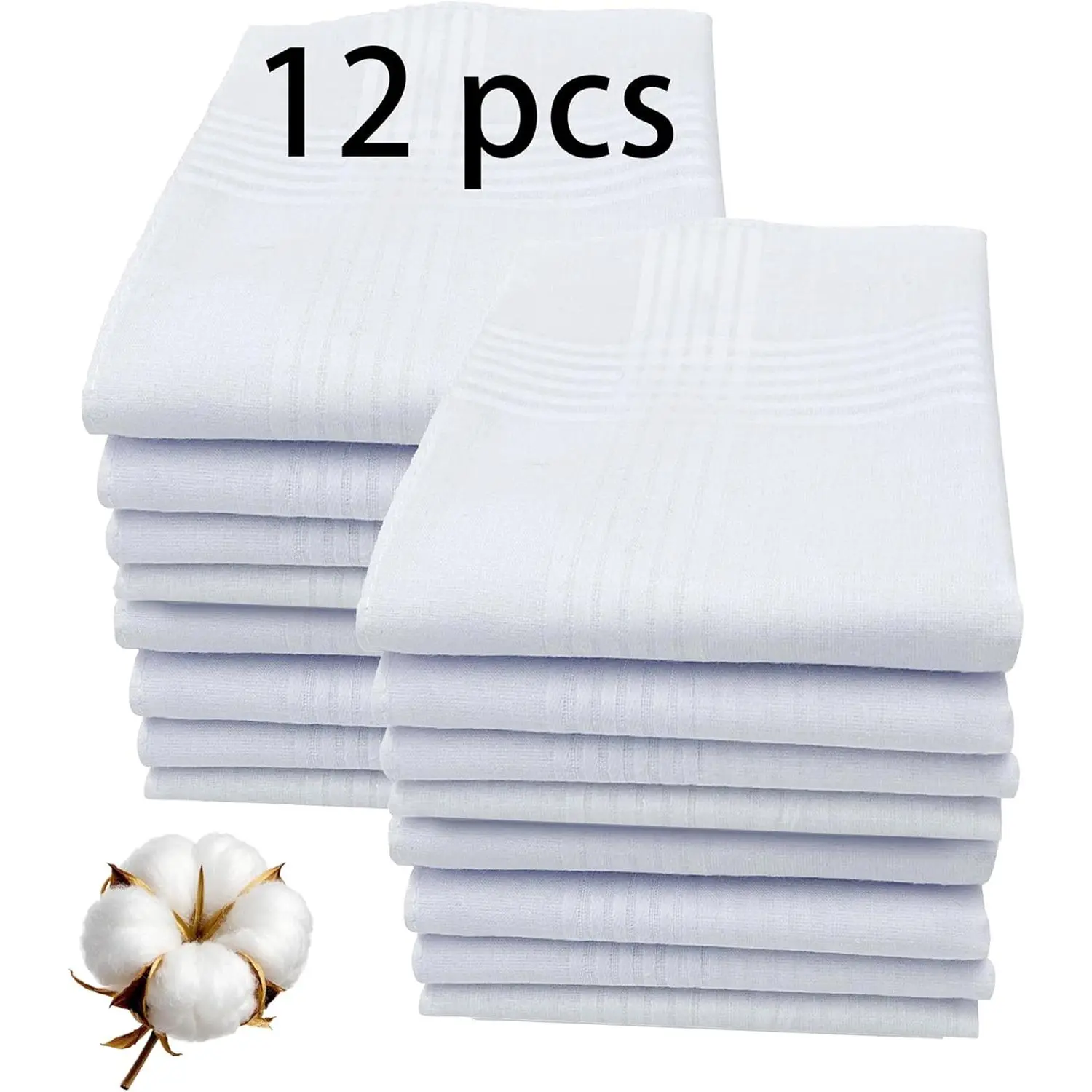 16x16 Inch Handkerchiefs for men  Soft  White Hankie handkerchief bulk father's day gifts