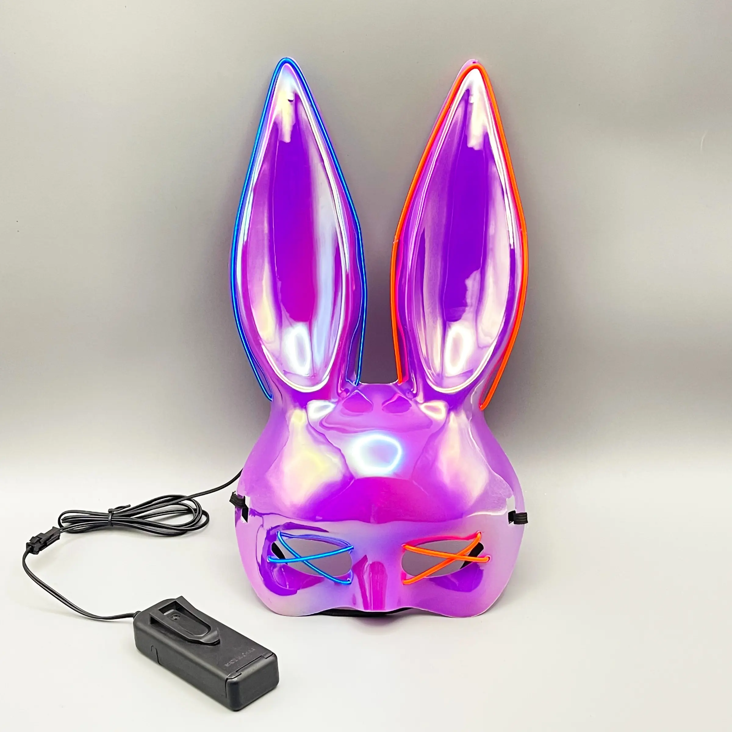 Sexy LED Light-Up Rabbit Mask, Halloween Costume Accessory, Party Photo Booth Prop, Glow Party Accessories, Includes Launcher, No Batteries Included