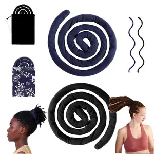 2 Pcs Vintage Pattern Spiral Lock Hair Ties, Bendable Loc Hair Tie Dreadlocks Accessories, Long Dread Bands Dreadlocks Ponytail Holder, Unisex Hair Accessories for Men Women Braids Styling
