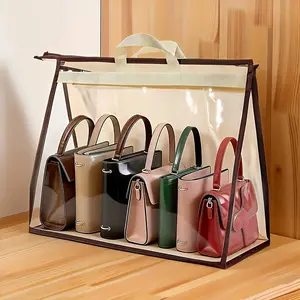 1 piece enlarged and widened handbag storage bag, translucent handbag storage bag with handle, wallet organizing cabinet, zipper hanging storage bag, handbag, Hangable