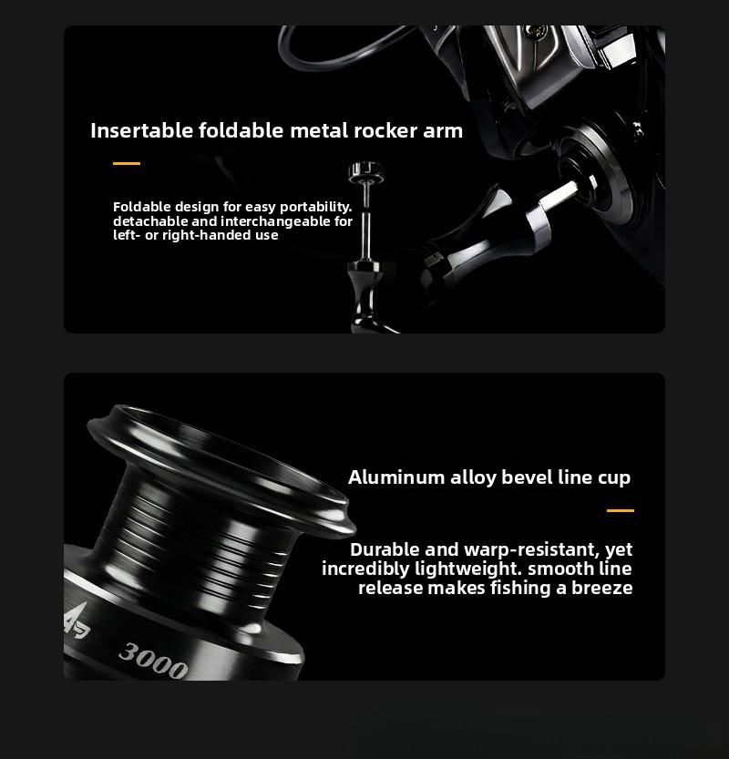 RTBLUE A9 Spinning Reel 15kg Max Drag, Saltwater Freshwater Fishing Reel Heavy Duty Durable