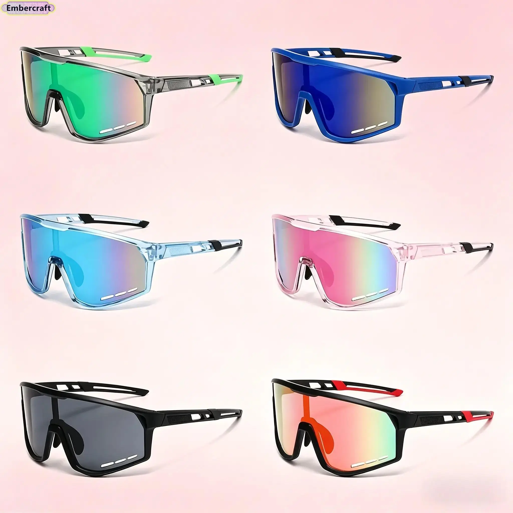 Viral Aesthetic Unisex Sports Sunglasses Set (6-Pack/1-Pack), UV400 Cycling Shades, Lightweight Shockproof Breathable Frame, Polarized Outdoor Eyewear, Comfy All-Day Fit for Running, Cycling & Travel Essential Men & Women, Bike Gear, Cycling Accessories