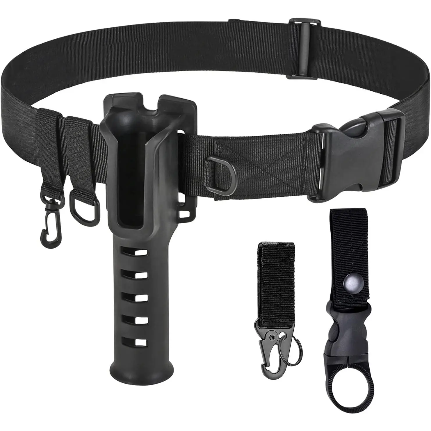 Fishing Wading Belt with Rod Holder Adjustable Wader  Belt | Fishing Rod Holster Quick Release Belt Keeper Bottle Buckle for Fly Surf Kayak Casting Spinning Pole Tool Tackle Gear