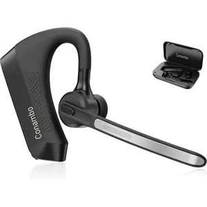 K21 Bluetooth Headset V5.1, CVC 8.0 Dual Mic Noise Cancelling Wireless Earpiece with Mute & Volume Buttons, 16Hrs Talk Time for iOS Android Cell Phones, Suitable for Trucker & Office Work