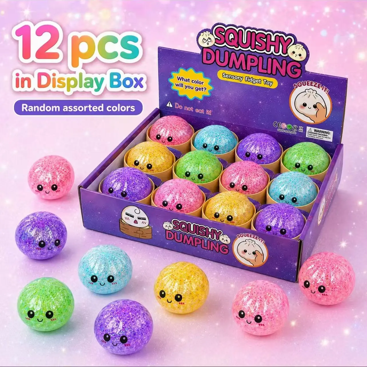 Creative Dumpling Stress Relief Toy, Random Color Soft Gel Squeeze Ball, Desktop Decoration, Small Toy, Boxed Set