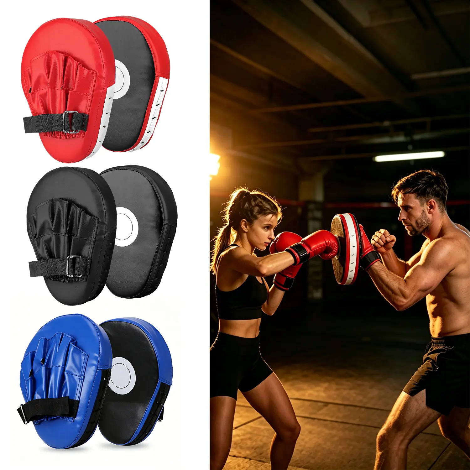 Boxing Curved Hand Target Punch Mitts, 1/2 Count Shock-Absorb PU Training Pads, Boxing Equipment for Adjustable Martial Arts, Combat Sports Martial Arts Gym Workouts, Fitness For Everyone
