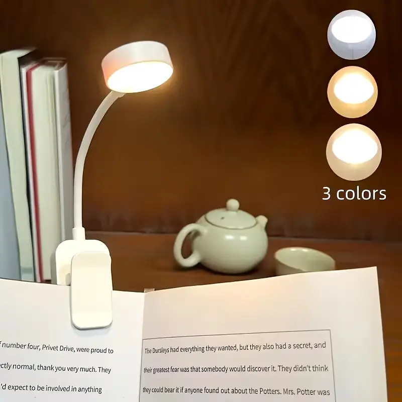 Mini Clip-On Book Light, Adjustable Three Color Temperature, Portable Bedside Reading Lamp, Ideal Gift for Friends and Students