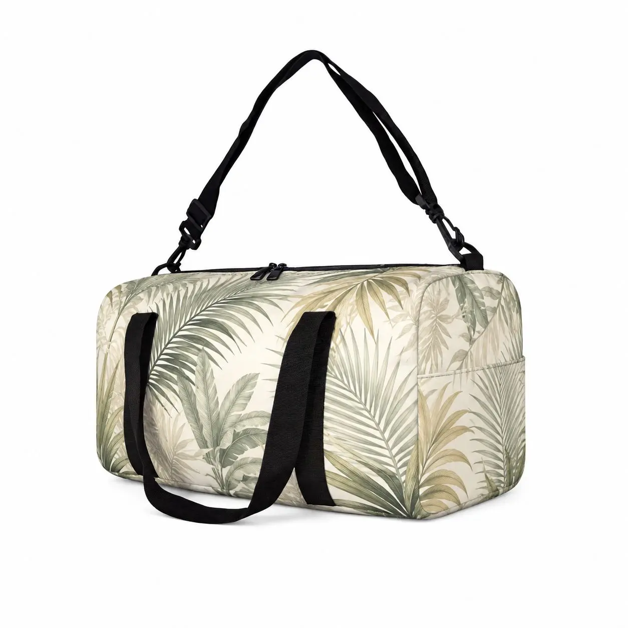 Tropical Botanical Weekender Bag for Men Women, Polyester Fabric, Dual Carry Handles, Adjustable Shoulder Strap, Top Zipper Closure, Dual Pulls and Side Pocket for Overnight Stays, Gym Sessions, Road Trips, Campus Use, Hotel Stays and Vacation Packing