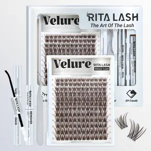 RITALASH 144Pcs Dark Brown Velure Lash Collection Upgrade Lashes with Ultra-Dense, Waterproof, Long-Lasting Lashes | Venus Velure | Beginner-Friendly Lashes for a Flawless Look | Trendy & Must-Have Clusters