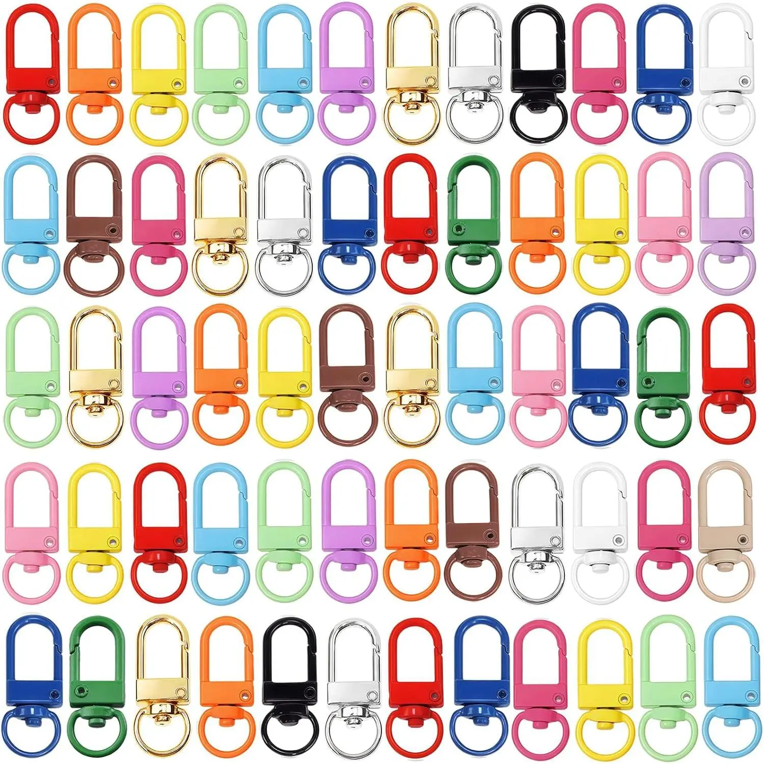 Clasp  Clip Accessories Bulk 60 count Colorful Lobster Claw Clasps for Keychains Clips Bag Charm Clip Swivel Clasp Hooks for Purses Craft DIY Key Chain Making Supplies (Multicolor)