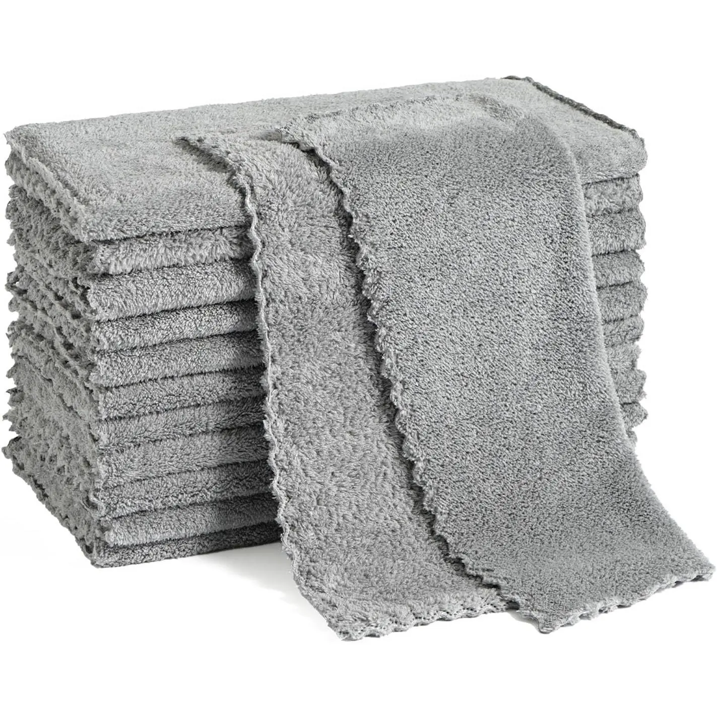 12 Pack Cleaning Cloth,Ultra Soft Absorbent Quick Drying Microfiber Cleaning Rags,No ,,Washable,Lint Free Cleaning Towels for Kitchen,Window,Glass,,11.8"×11.8"(Dark Grey)