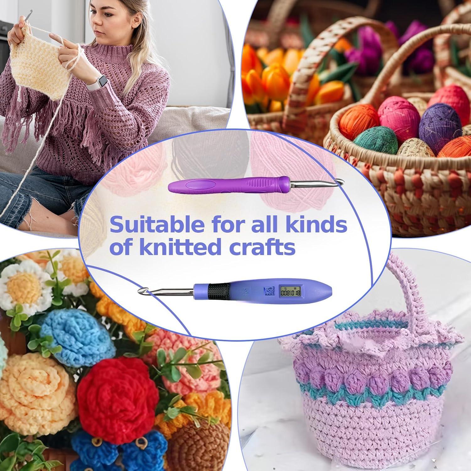 18 Size Lighted Crochet Hook Set, Counting Crochet Hook Set Digital for Stitch and Row Counter, Light up Crochet Hook Set with Case, Crochet Hooks with 2 Levels Led (Blue, 18 Size) 18 Size Lighted Crochet Hook Set, Counting Crochet Hook Set Digital for Stitch and Row Counter, Light up Crochet Hook Set with Case, Crochet Hooks with 2 Levels Led (Blue, 18 Size)