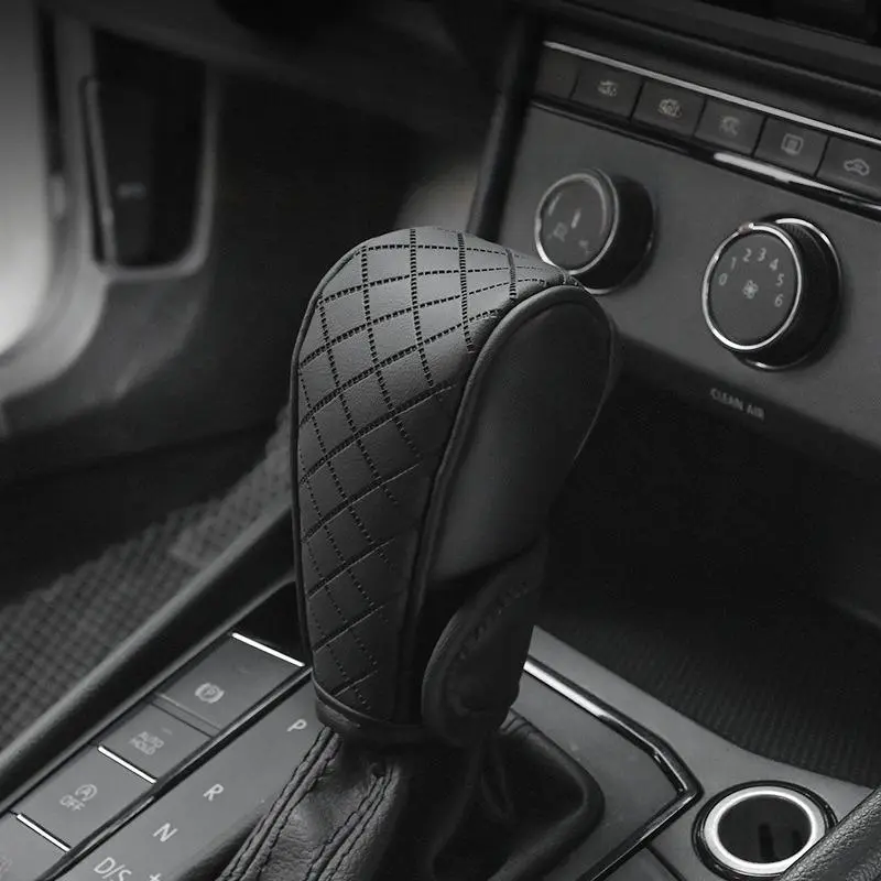 PU Leather Automatic Car Gear Shift Knob Cover, Non-slip Wear-resistant Auto Accessories with Non-slip Grip, Easy Maintenance, Full Protection Car Interior Decor