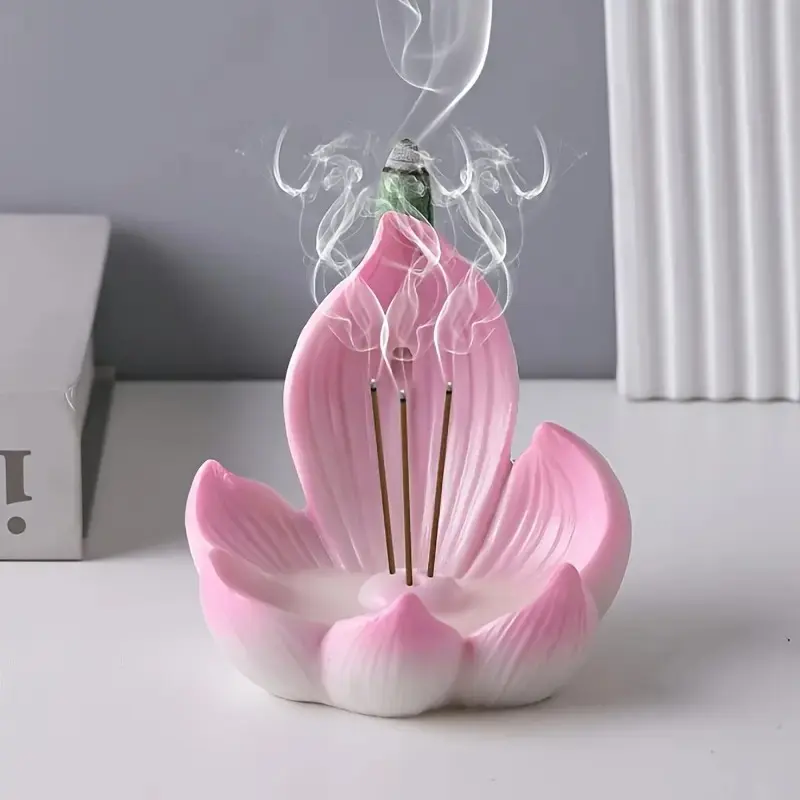 Lotus Seat Reverse Flow Incense Burner, Multi-Functional Home Decor, Aromatherapy Diffuser, Yoga Meditation Essential, Water-Free Diffuser