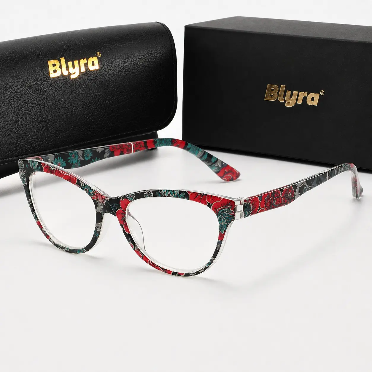 Women's Vintage Blue Floral Reading Glasses, Lightweight Anti-Blue Light Fashion Eyewear, Ideal for Reading, Office, Computer Use, Daily Wear, Reading Eyeglasses