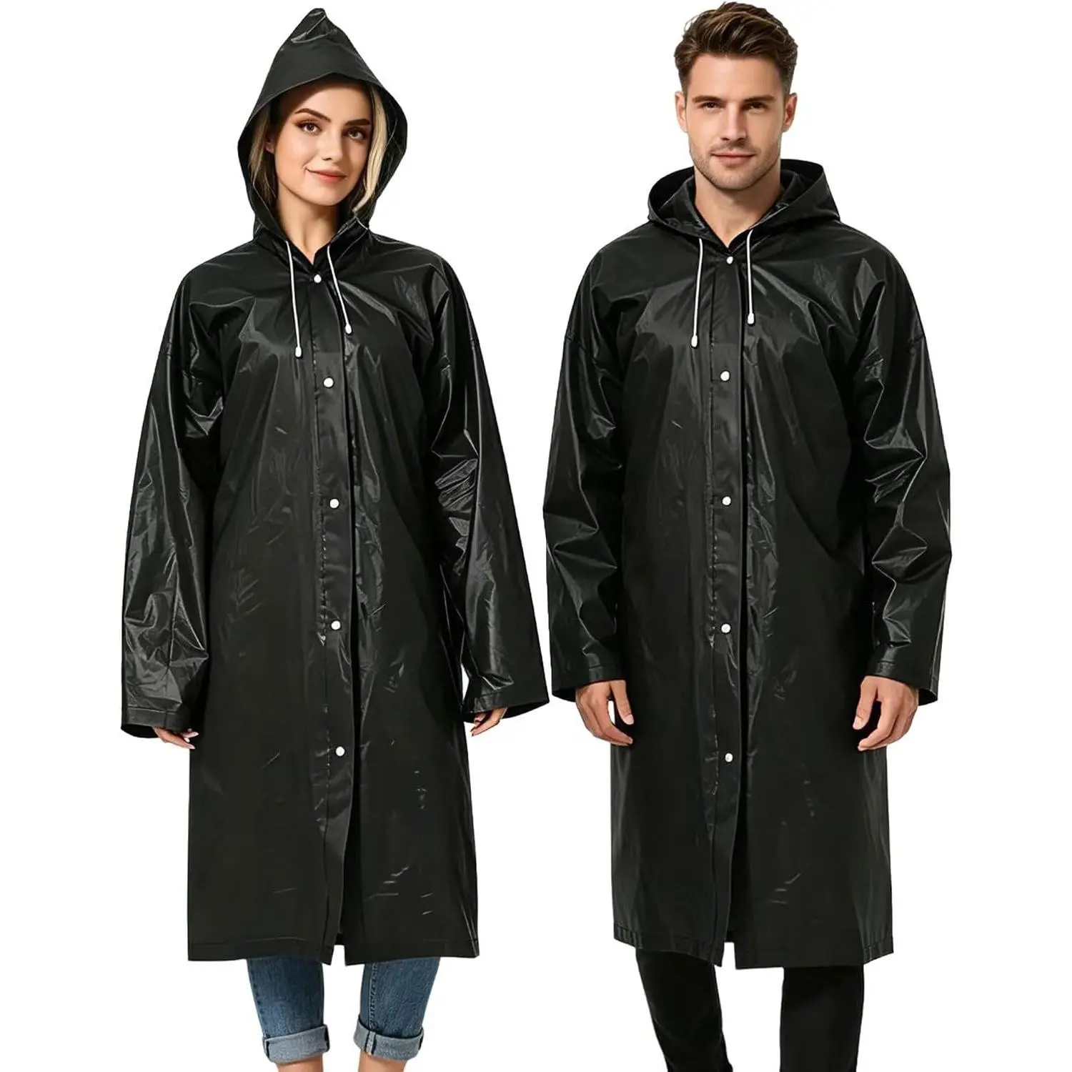 Reusable Heavy Duty Rain Ponchos for Adults, Military Grade Impermeable Survival Rain Coats, 2 Pack