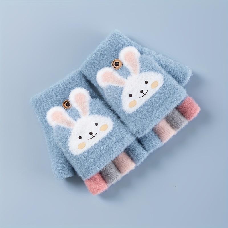 New1 Pair Fleece-Lined Cozy Design Half-Finger Flip Gloves, Warm Winter Outdoor Play and Daily Use -4 °