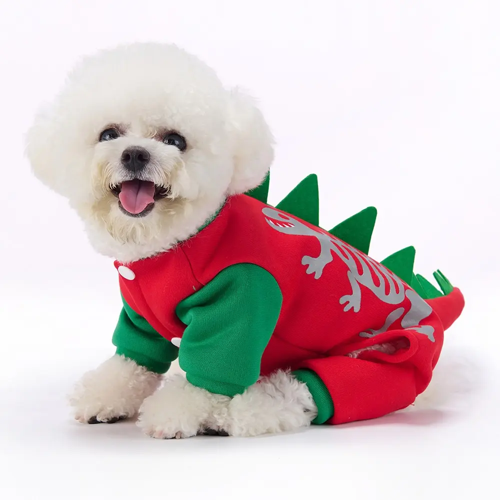 Cute Dinosaur Dog Onesie, 3D Spine Tail Design, Small Dog Warm Pet Clothes, Halloween Party Costume, Adorable Puppy