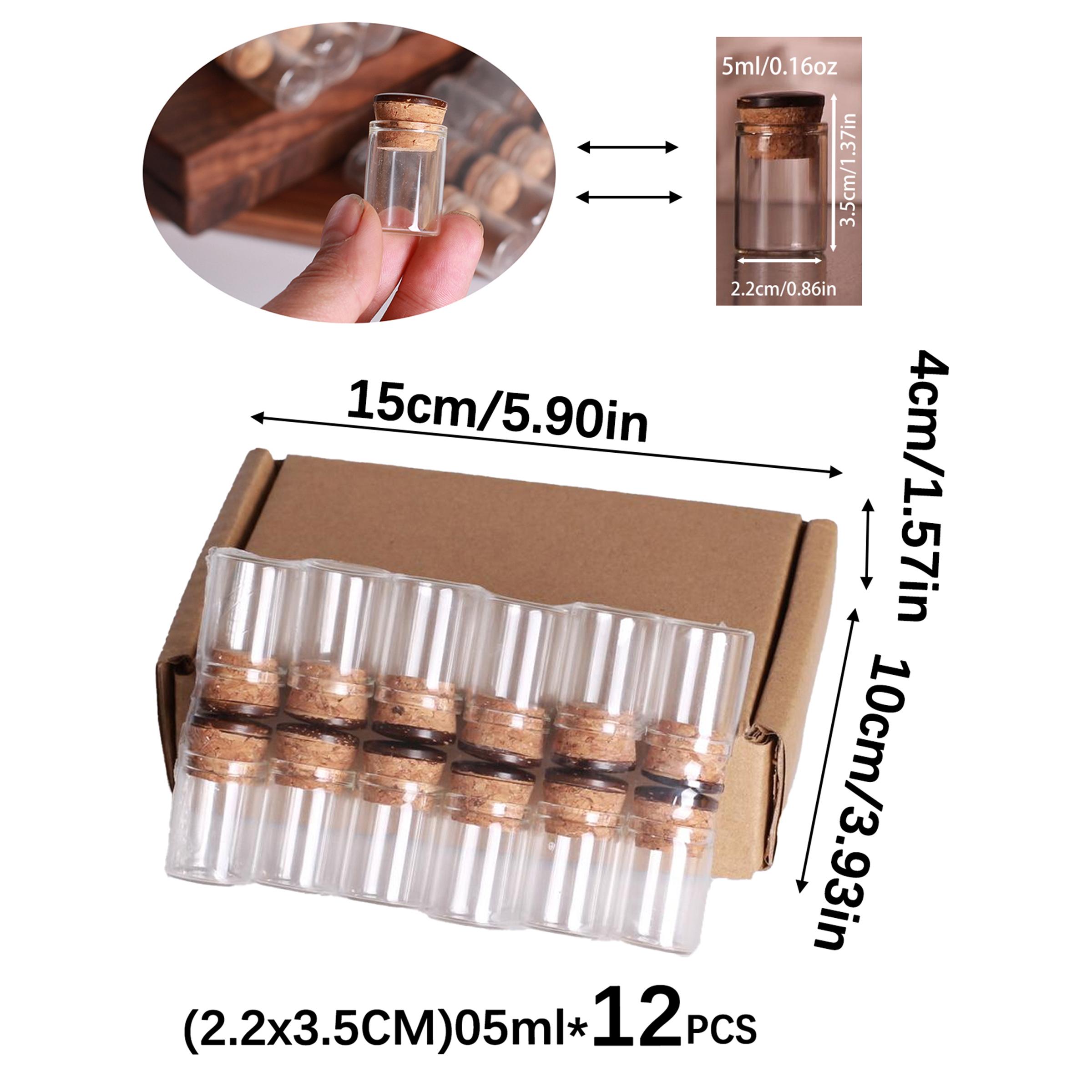 Mini Glass Jar with Cork Stopper, 12pcs/6 Counts Clear Glass Bottle, Reusable Glass Bottles, Portable Storage Jar for Crafts, Projects, Decoration, Party Favors, Glass Spice Jars