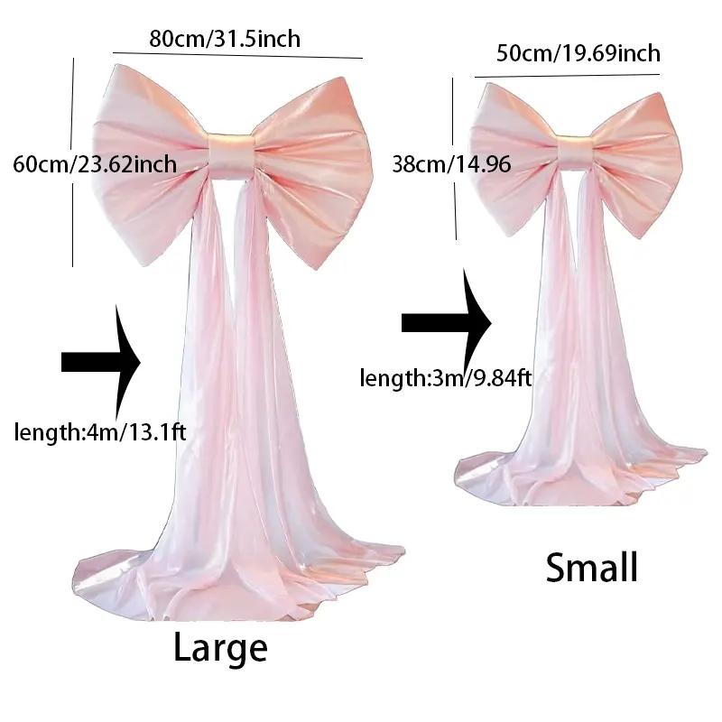 Giant Bow Party Decoration, Ice Satin Skirt Tail, 13.1ft Elegant Holiday Decor, Polyester Hanging Ornament for Weddings & Celebrations