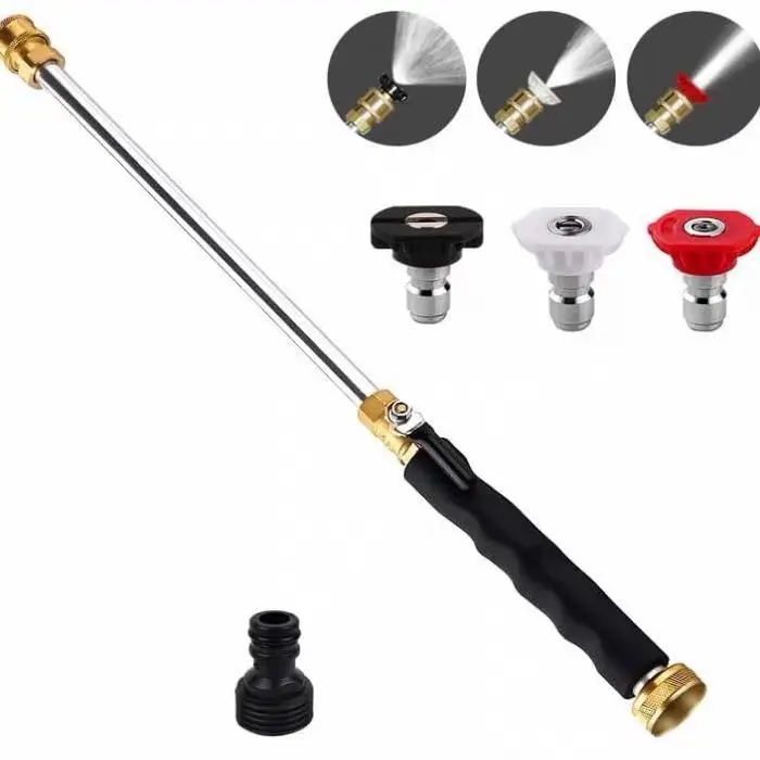 2PCS High-pressure water spray nozzle with 3 rustproof tips, stainless steel anti-rust hose spray gun with quick connect fittings for car washing, patio cleaning, pet bathing and garden watering